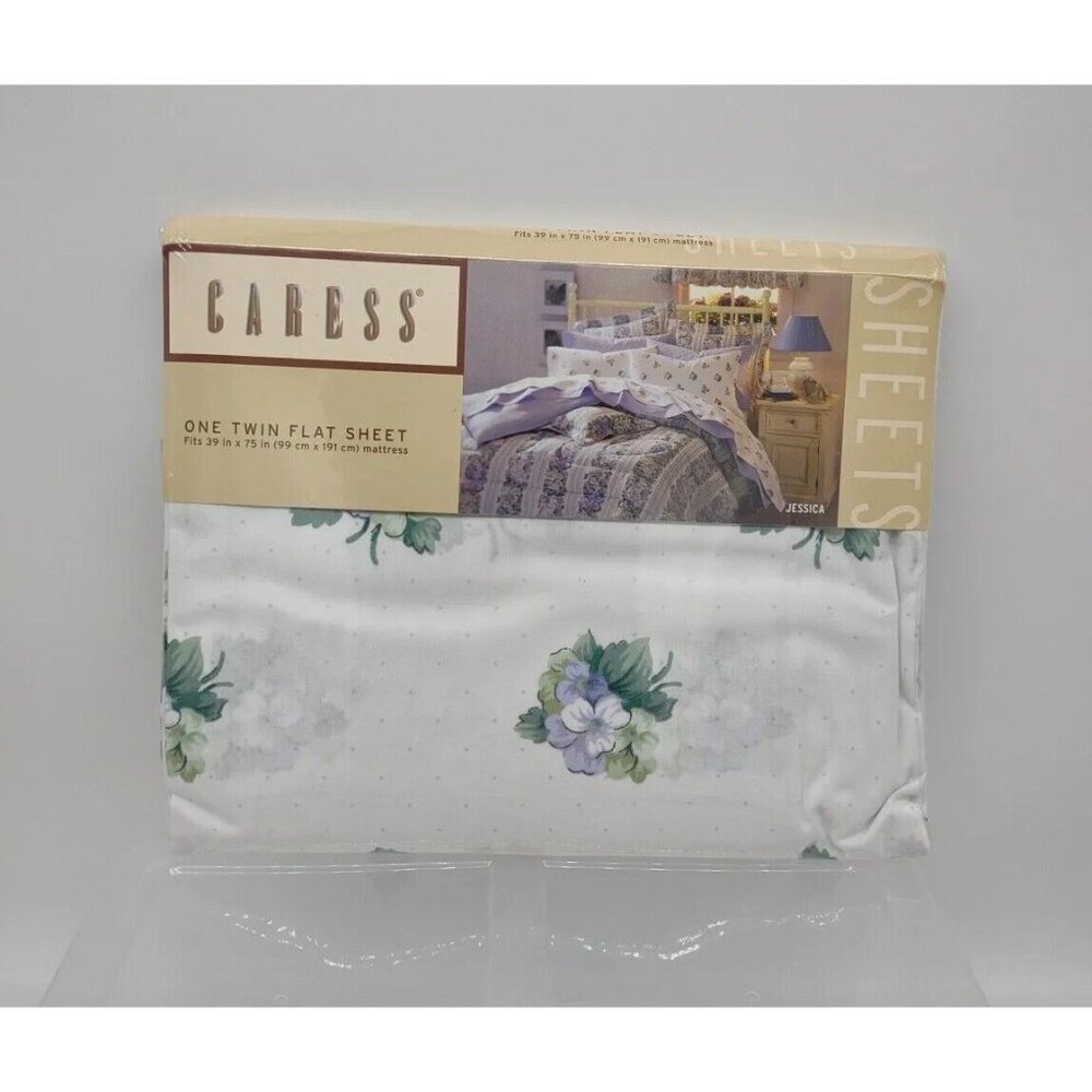 VINTAGE MERVYN'S CARESS Jessica TWIN FLAT Sheet No-iron Percale NEW Made USA